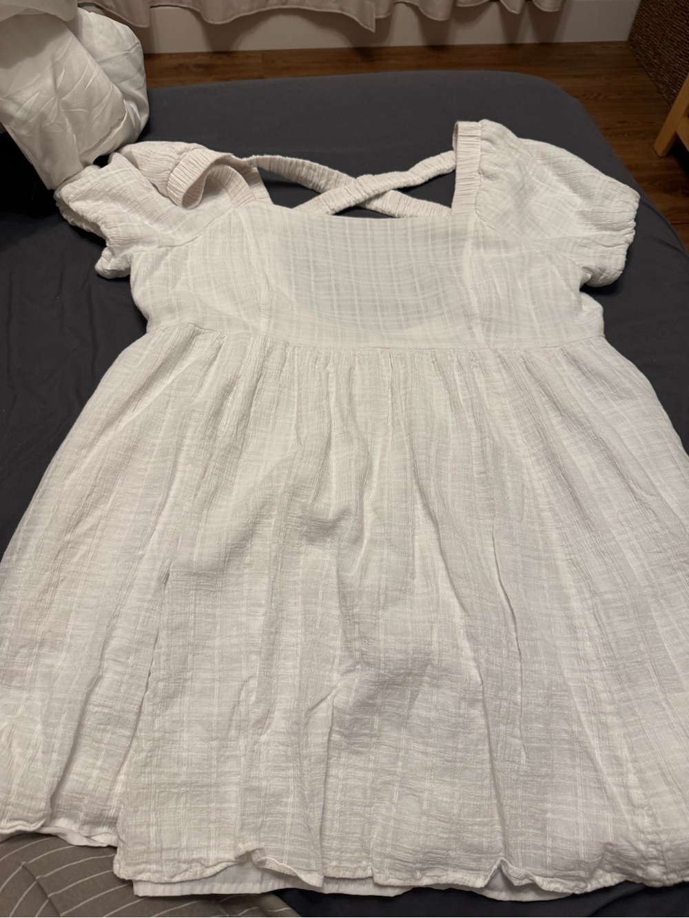 White Crinkle Cotton Summer Dress